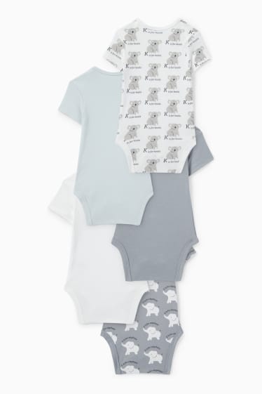 Babies - Multipack of 5 - koala and elephant - baby bodysuit - gray