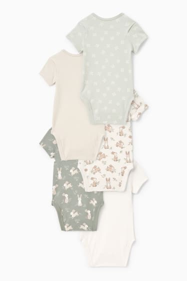 Babies - Multipack of 5 - rabbit - baby bodysuit - mint green