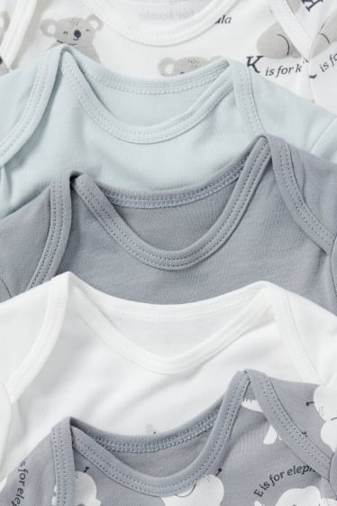 Unisex - Multipack 5er - Koala und Elefant - Baby-Body - grau