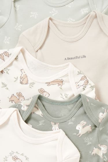 Babies - Multipack of 5 - rabbit - baby bodysuit - mint green