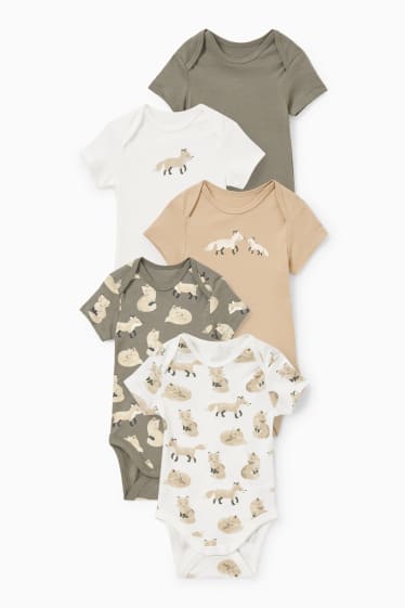 Baby Jungen - Multipack 5er - Fuchs - Baby-Body - grün