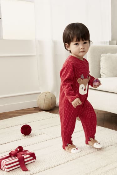 Bébés filles - Rodolphe - pyjama de Noël pour bébé - à pois - rouge