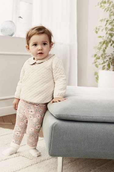 Bébés filles - Ensemble bébé - 2 pièces - à fleurs - beige clair