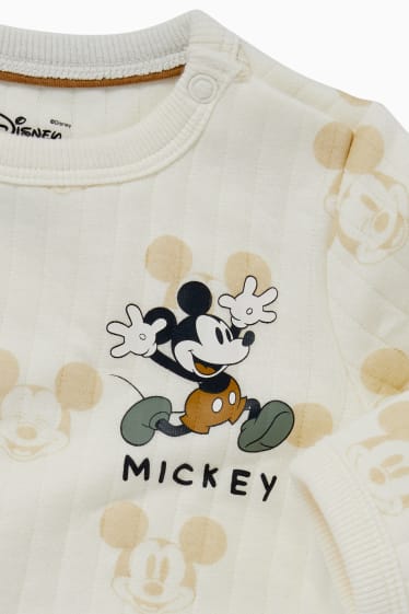 Bebeluși - Mickey Mouse - compleu termoizolant bebeluși - 2 piese - alb-crem