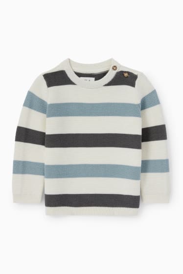 Baby Buben - Baby-Pullover - gestreift - cremeweiß