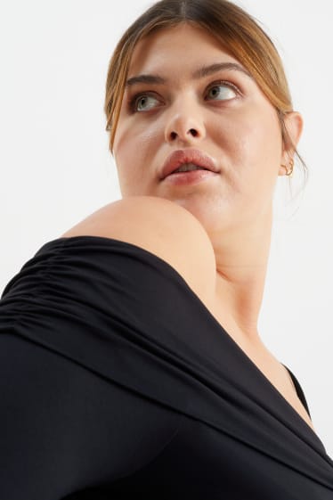 Dames - One-shoulder-jurk - zwart