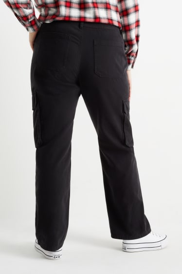 Damen - CLOCKHOUSE - Cargohose - High Waist - Straight Fit - schwarz