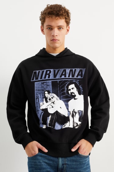 Hombre - Sudadera con capucha - Nirvana - negro