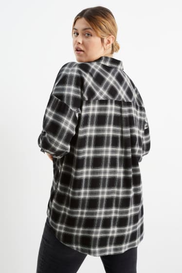 Damen - CLOCKHOUSE - Flanellbluse - kariert - weiß / schwarz