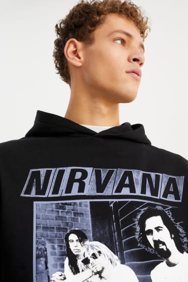 Hommes - Sweat à capuche - Nirvana - noir