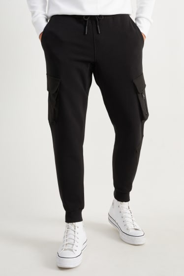 Hommes - Pantalon de jogging cargo - noir