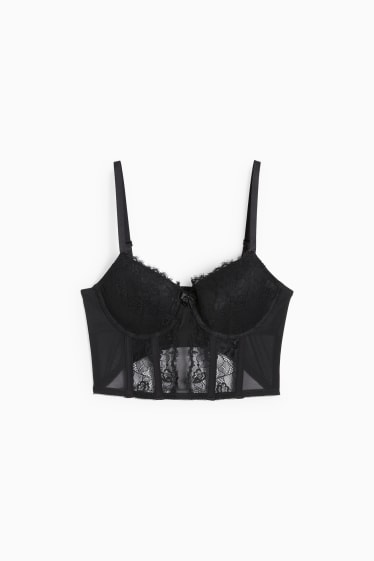 Femei - Corset cu armătură - vătuit - negru