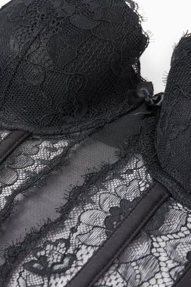 Donna - Corsetto con ferretti - imbottito - nero