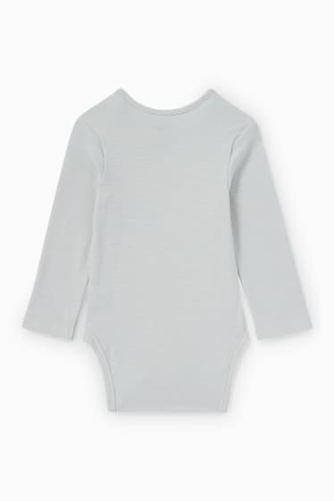 Miminka - chlapci - Medvídek Pú - body pro miminka - pruhované - světle šedá-žíhaná