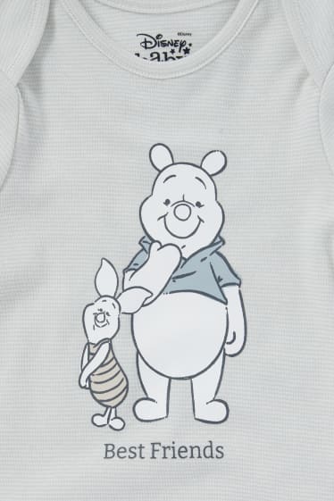 Miminka - chlapci - Medvídek Pú - body pro miminka - pruhované - světle šedá-žíhaná