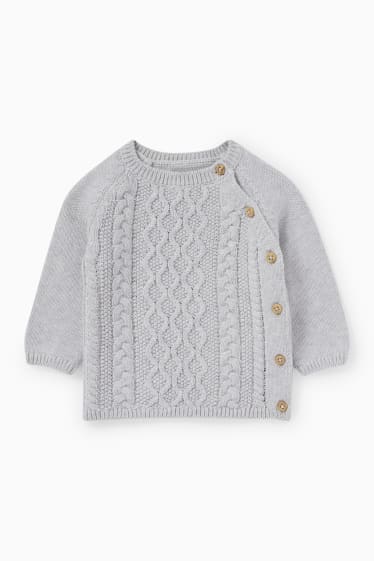 Baby Girls - Baby outfit - 2 piece - cable knit pattern - gray