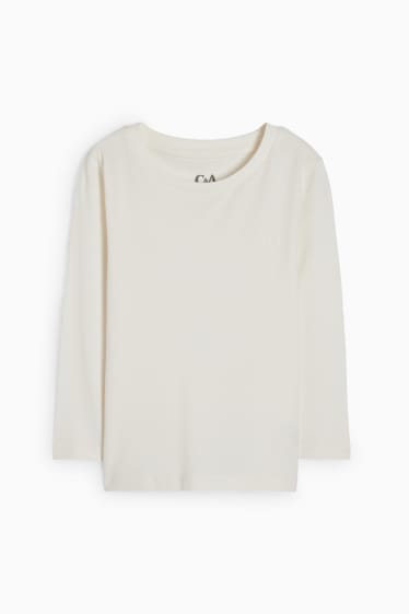 Kinder Mädchen - Herz - Langarmshirt - cremeweiß