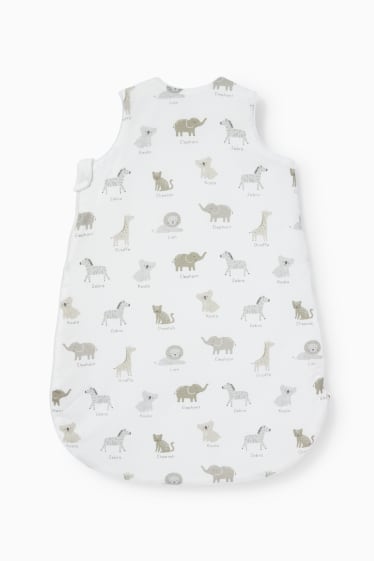 Bebés - Animales silvestres - saco de dormir para bebé - 0-6 meses - blanco