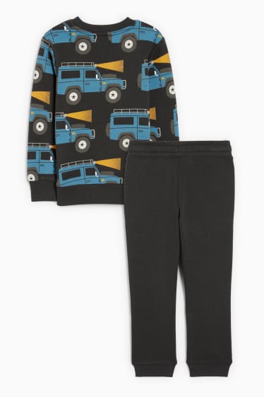 Copii - Mașini - set - bluză de molton și pantaloni de trening - 2 piese - negru