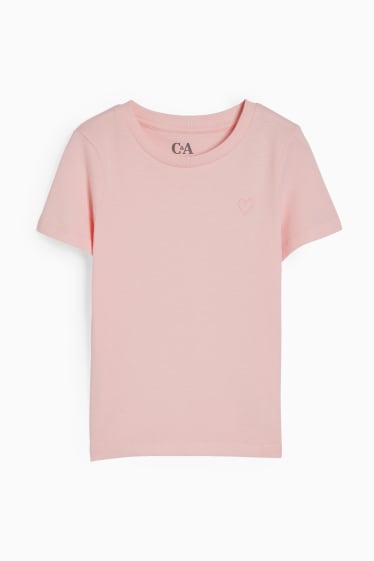 Niños - Corazón - camiseta de manga corta - rosa