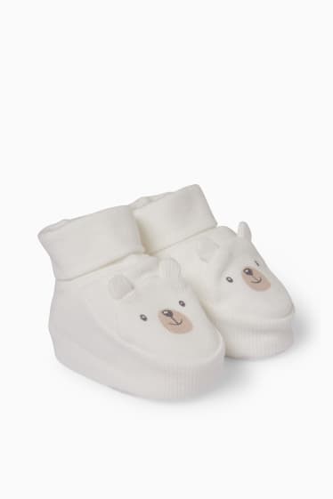 Babies - Teddy bear - baby booties - cremewhite
