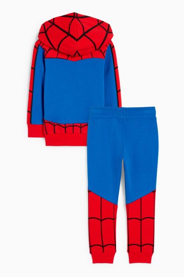 Enfants - Spider-Man - ensemble - sweat zippé à capuche et pantalon de jogging - rouge