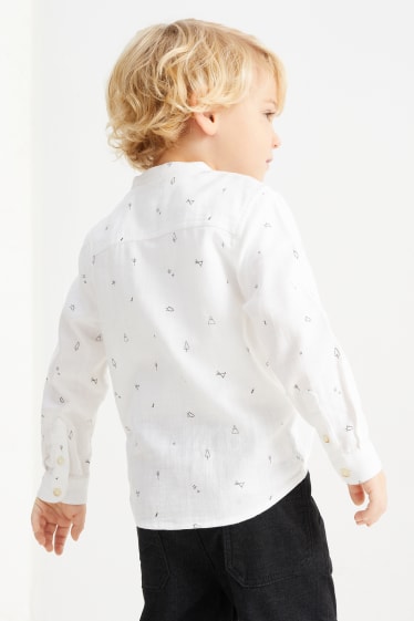 Kinder Jungen - Hemd - gemustert - cremeweiss