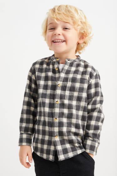 Enfants - Chemise en flanelle - à carreaux - gris foncé