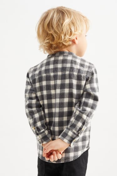 Kinder Jungen - Flanellhemd - kariert - dunkelgrau
