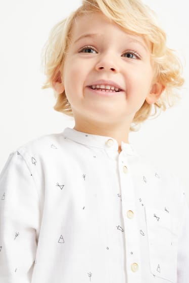 Kinder Jungen - Hemd - gemustert - cremeweiss