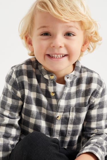 Kinder Jungen - Flanellhemd - kariert - dunkelgrau