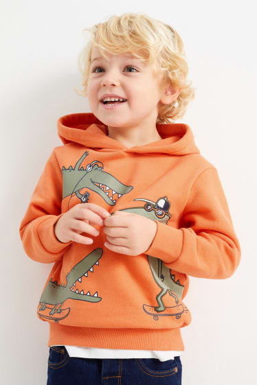 Dětské - Krokodýl - mikina s kapucí - oranžová