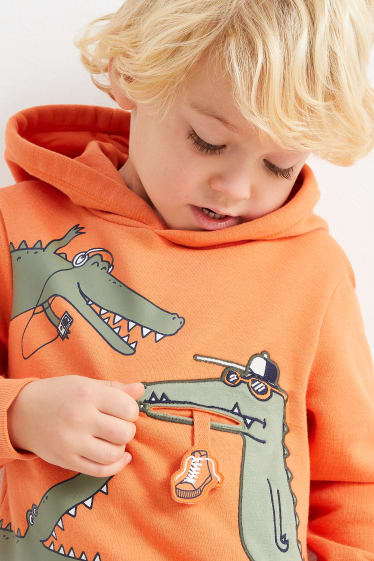Dětské - Krokodýl - mikina s kapucí - oranžová