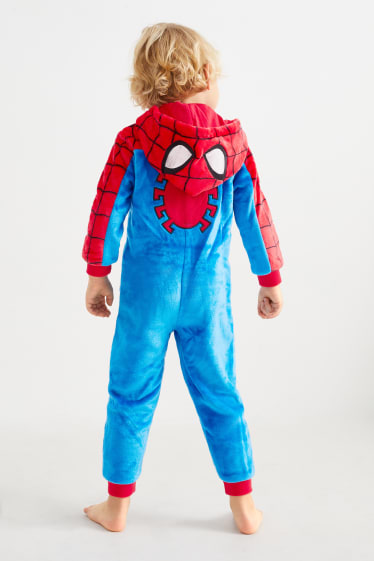 Children - Spider-Man - fleece onesie with hood - red / blue