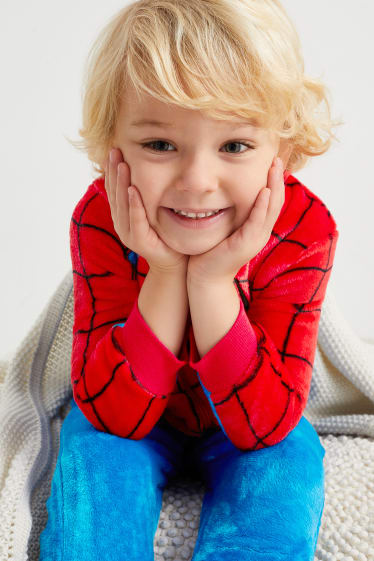 Children - Spider-Man - fleece onesie with hood - red / blue