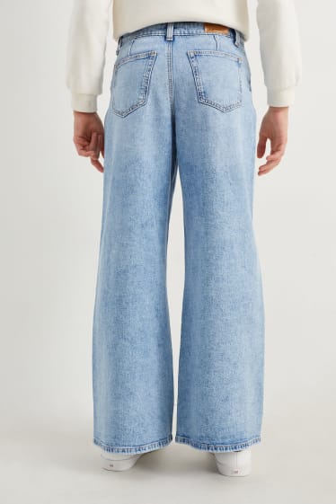 Kinderen: meisjes - Wide leg jeans - jeanslichtblauw