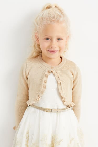 Children Girls - Knitted bolero - beige
