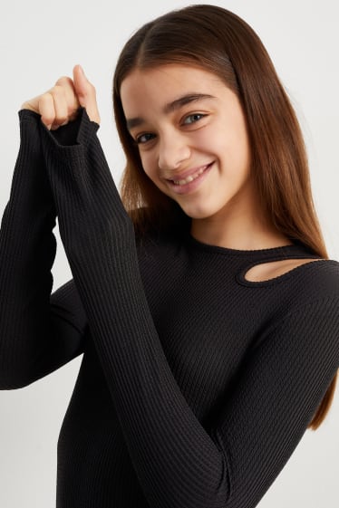 Enfants filles - Robe avec découpe - noir