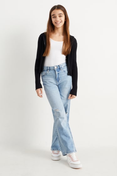 Dětské - Wide leg jeans - džíny - světle modré