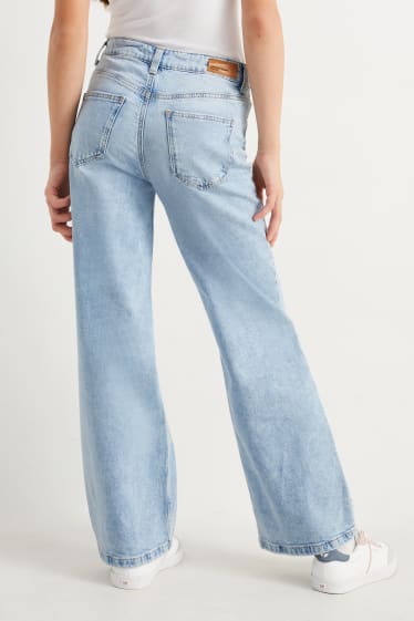 Dětské - Wide leg jeans - džíny - světle modré