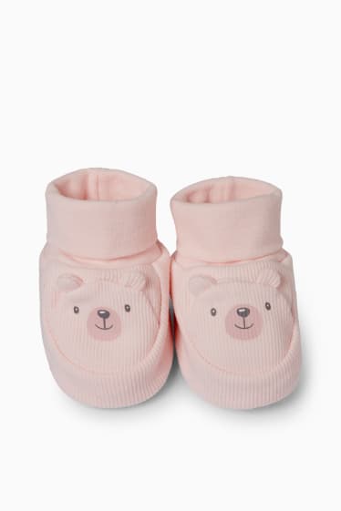 Bébés - Ourson - chaussons pour bébé - rose