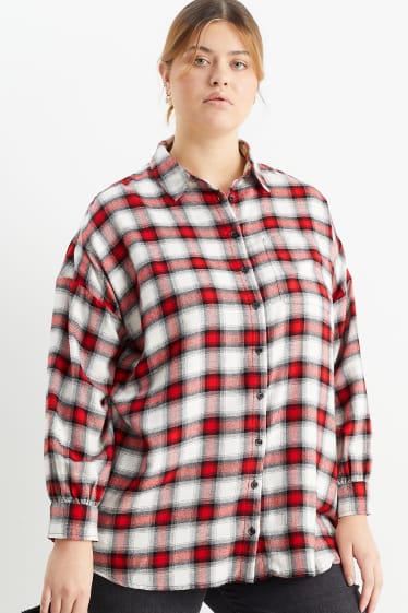 Teens & young adults - CLOCKHOUSE - flannel blouse - check - white / red