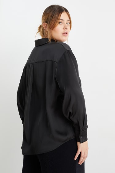 Dames - CLOCKHOUSE - blouse van satijn - zwart
