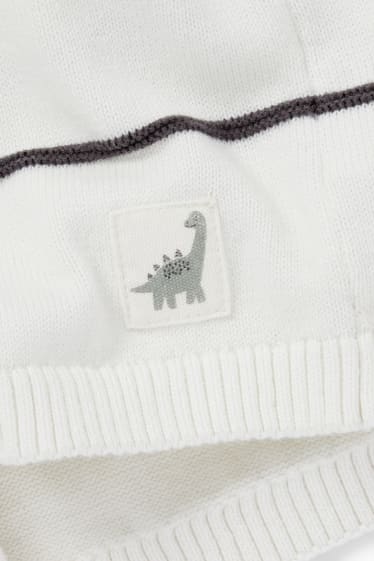 Neonati - Dinosauro - maglione per neonati - a righe - bianco crema