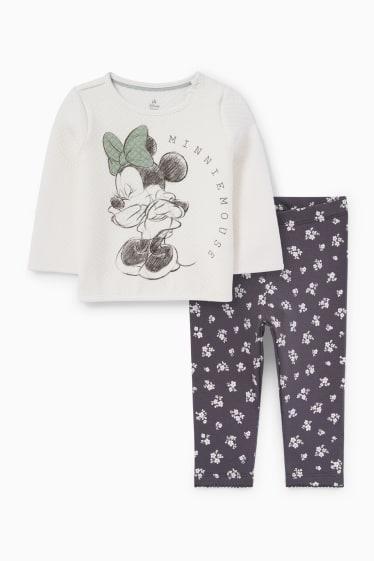 Babys - Minnie Mouse - baby-outfit - 2-delig - crème wit