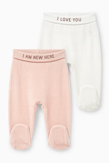 Nadó nena - Paquet de 2 - pantalons per a nounat - blanc/rosa