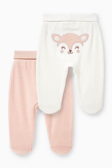 Nadó nena - Paquet de 2 - pantalons per a nounat - blanc/rosa