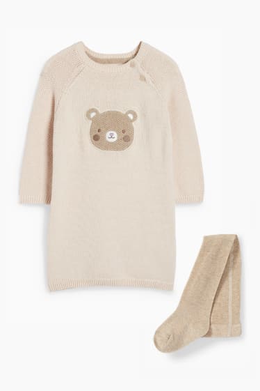 Baby Mädchen - Bärchen - Baby-Outfit - 2 teilig - beige