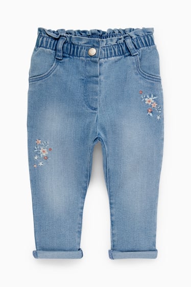 Baby Mädchen - Blümchen - Baby-Jeans - jeansblau