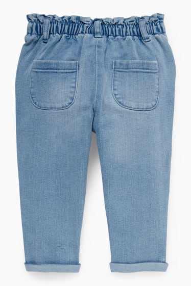 Neonati - Fiorellini - jeans per neonate - jeans blu